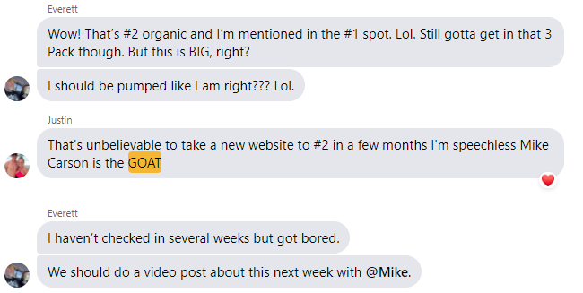 fb chat about rankings